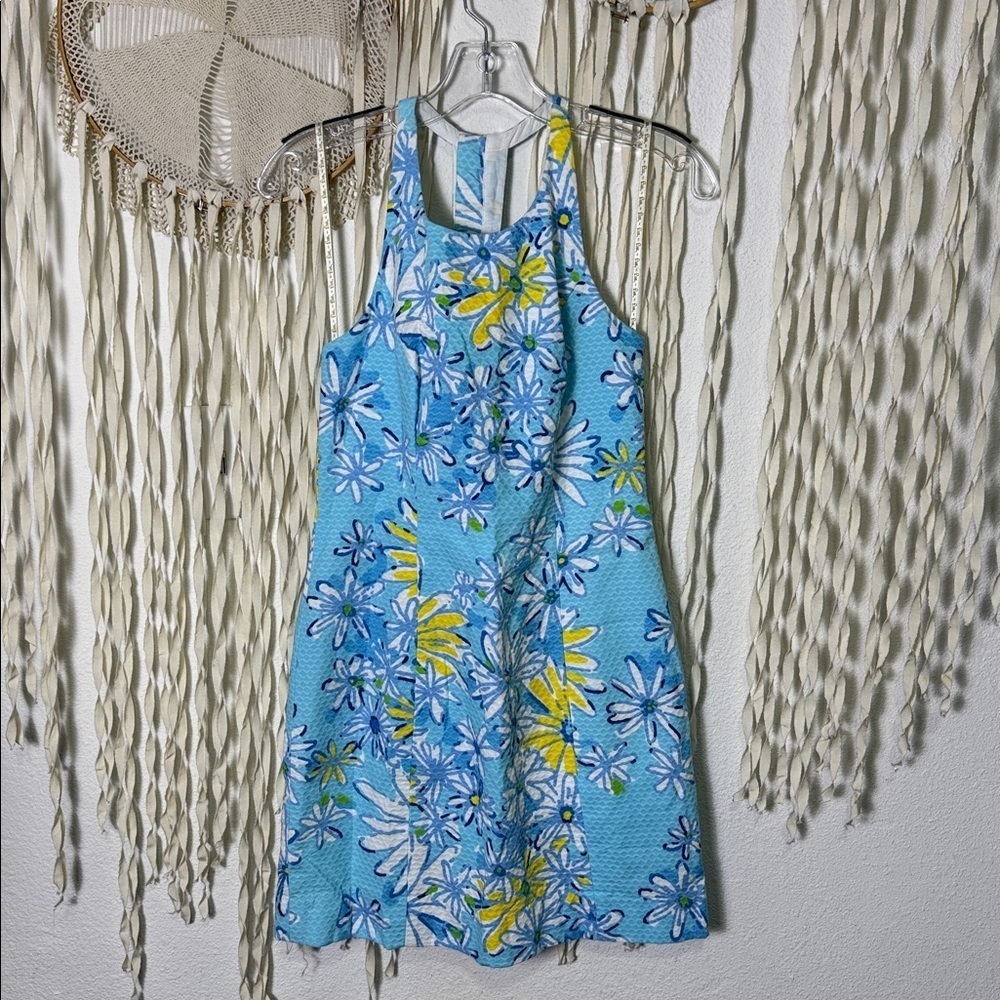 Lilly Pulitzer Graves Breakwater Blue Daisy Dance Racerback Shift Dress Size 00 - Picture 4 of 11